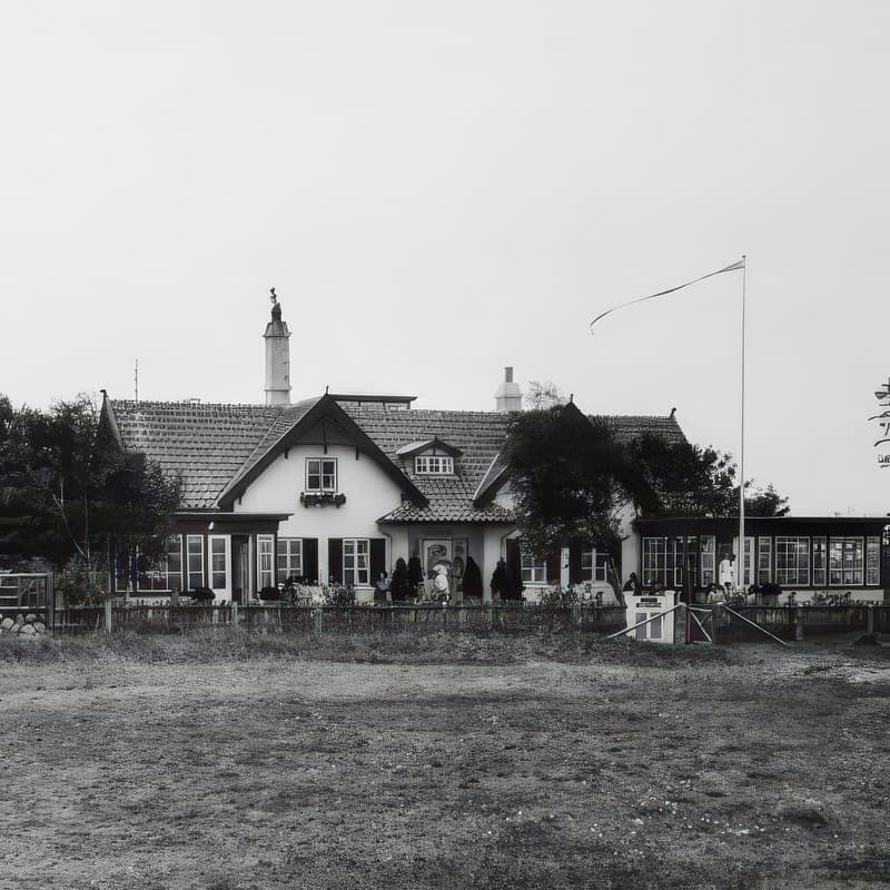 Sort hvidt billede af LYSGLIMT Gillelejes hovedbygning